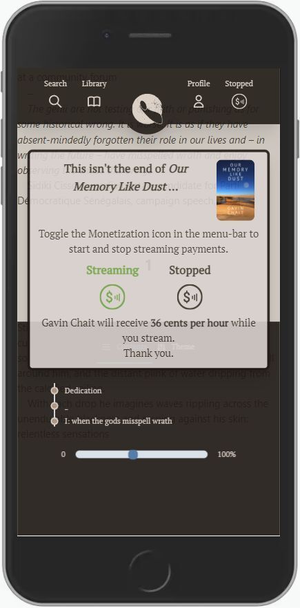 Interstitial for logged-in readers asking them to start streaming