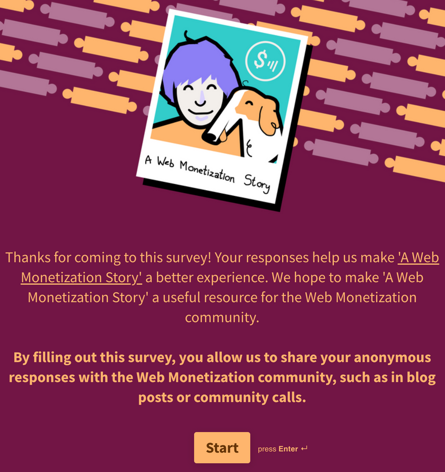 A Web Monetization Story Survey Screenshot