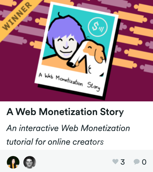 A Web Monetization Story Betahack Gallery